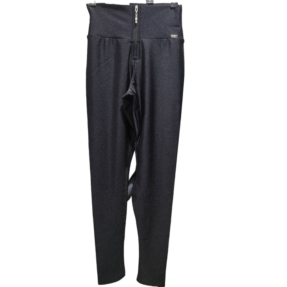 Cajubrasil Women's Black Leggings with Zipper Size M